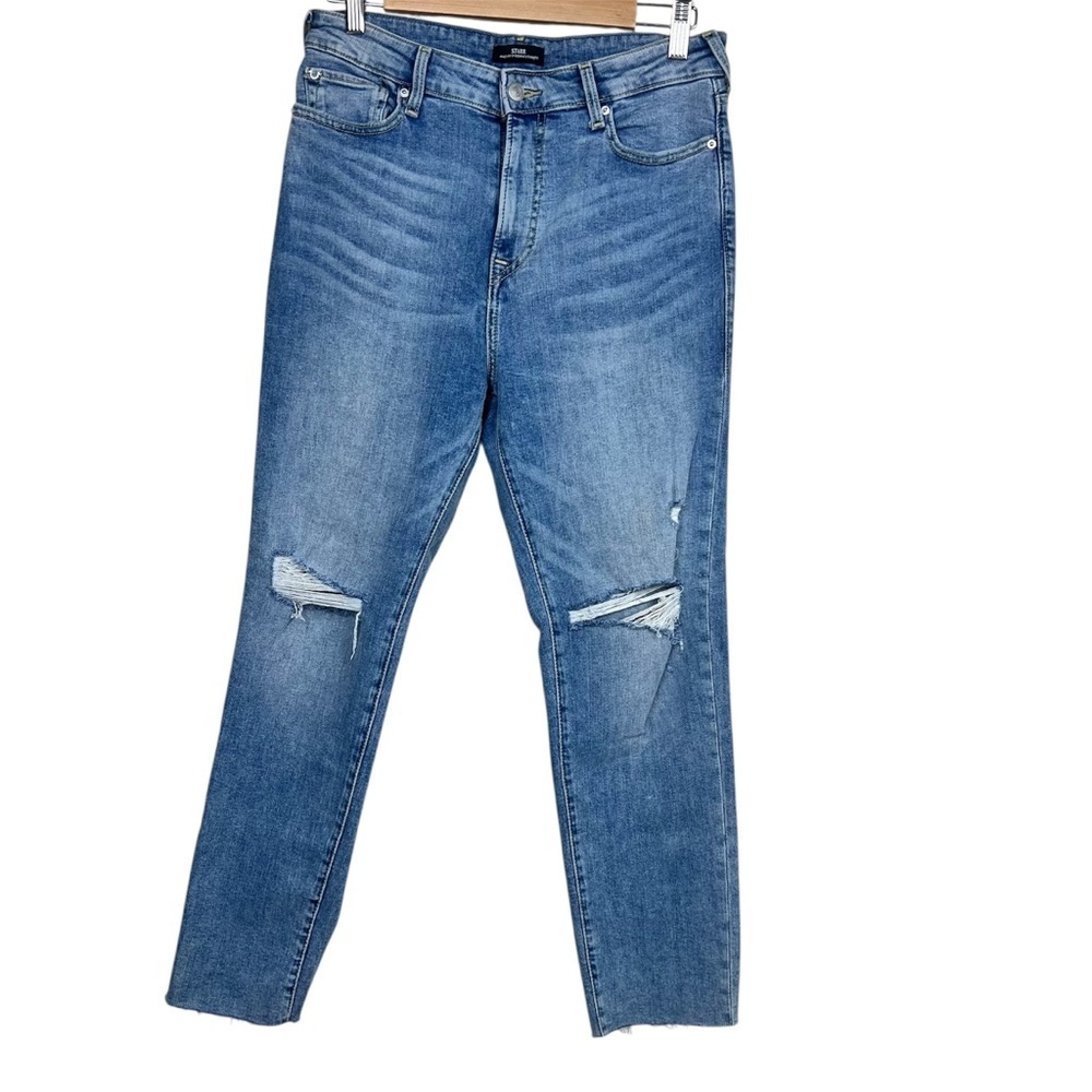 True Religion Starr Jeans Women Mid Rise Cropped Straight Bite Out Hem 30 - Picture 3 of 13